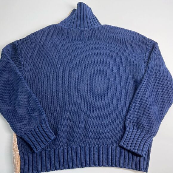 Turtleneck Sweater Miss Capitan size S cotton blue beige brown - Picture 10 of 13